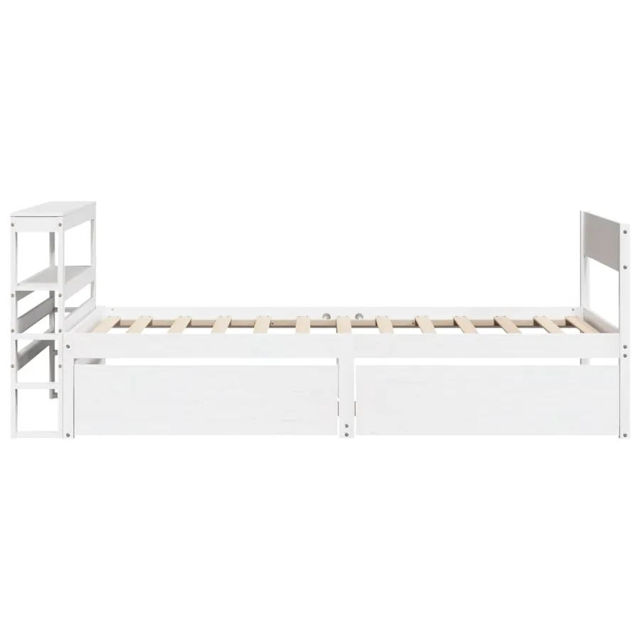 Cadre de lit sans matelas blanc 75x190 cm bois de pin massif - 7