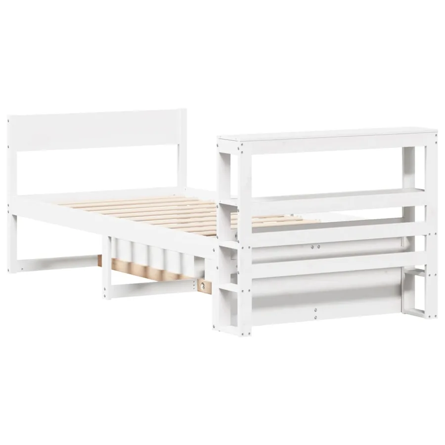 Cadre de lit sans matelas blanc 75x190 cm bois de pin massif - 8
