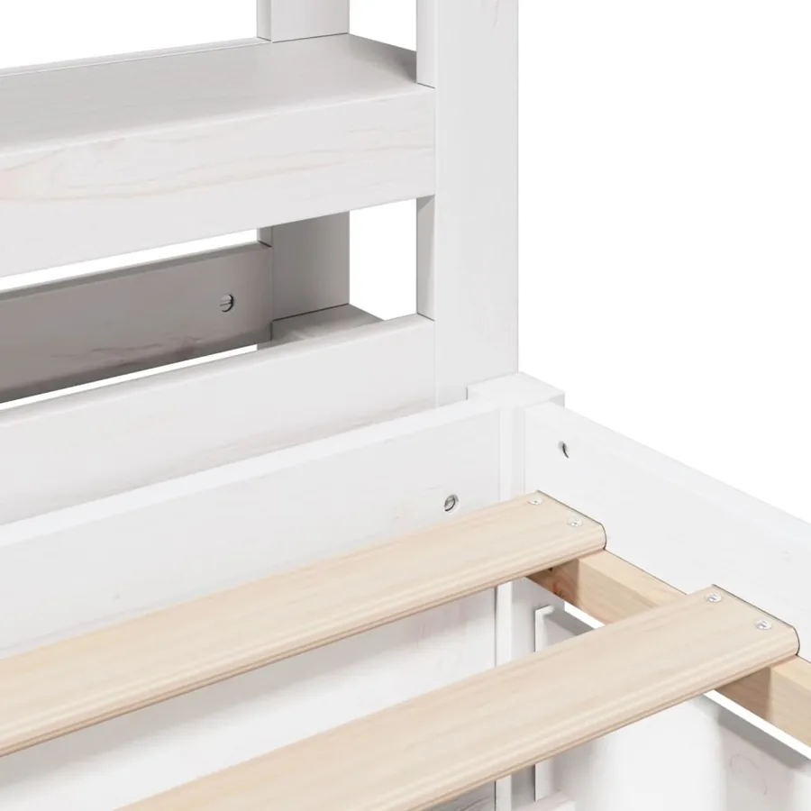 Cadre de lit sans matelas blanc 75x190 cm bois de pin massif - 9