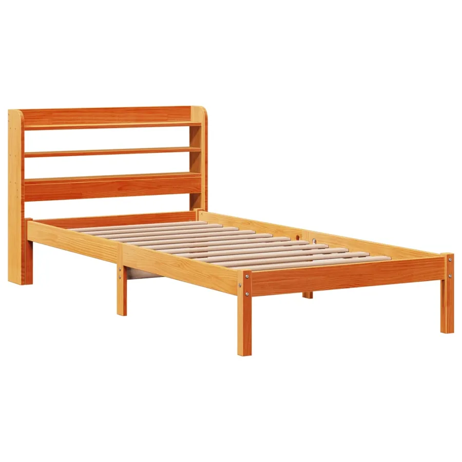Cadre de lit et tête de lit sans matelas cire marron 100x200 cm - 3