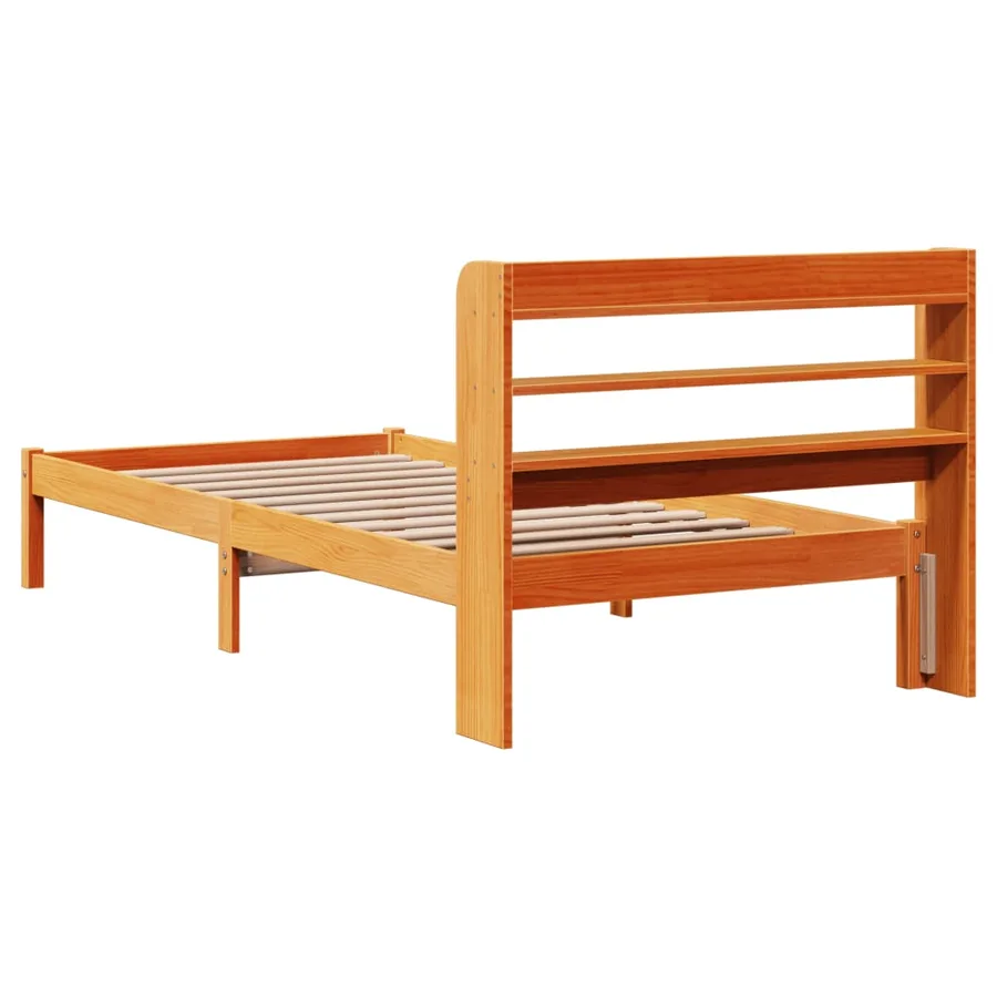 Cadre de lit et tête de lit sans matelas cire marron 100x200 cm - 8
