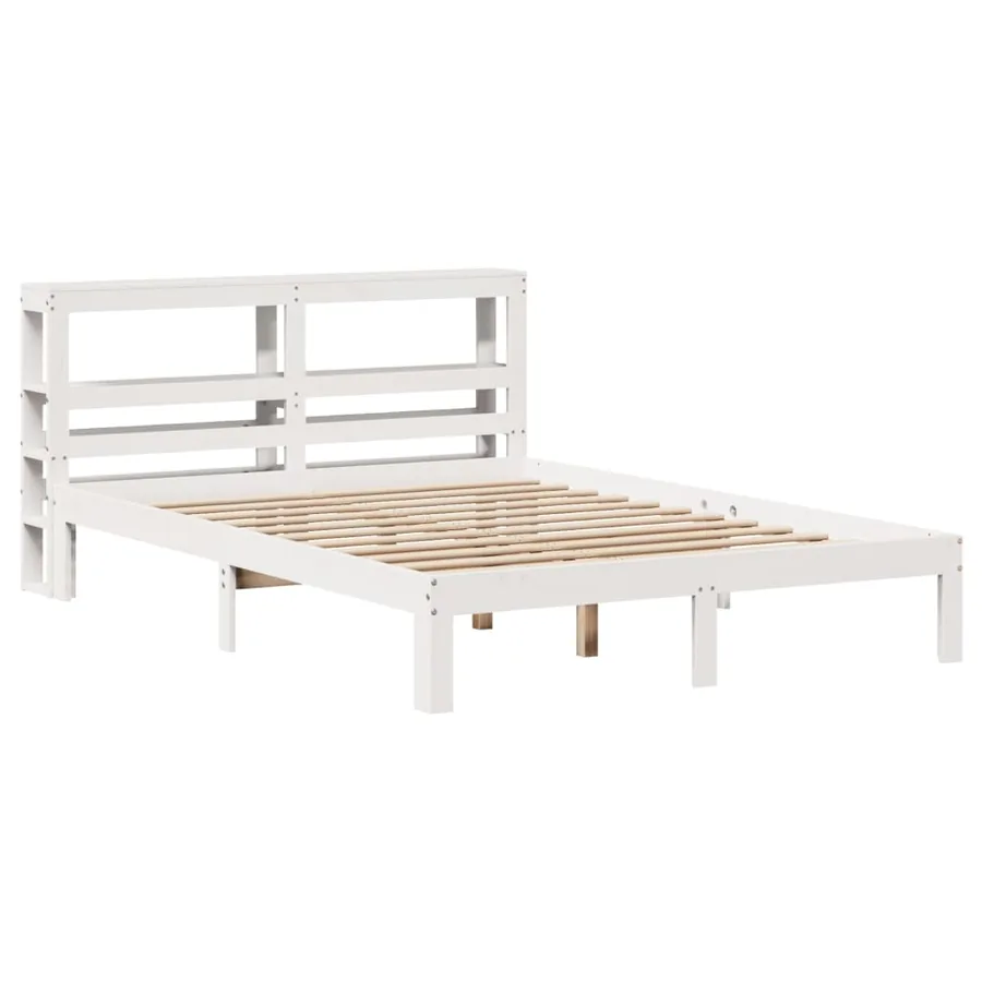 Cadre de lit et tête de lit sans matelas blanc 135x190 cm - 3