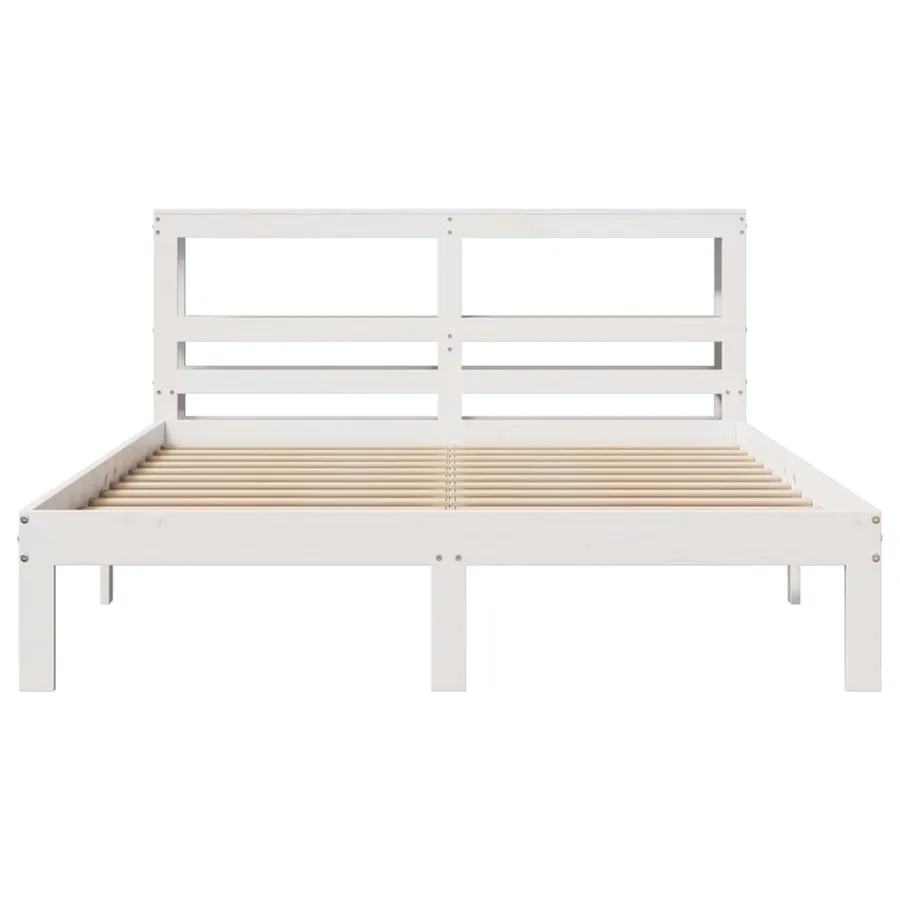 Cadre de lit et tête de lit sans matelas blanc 135x190 cm - 4
