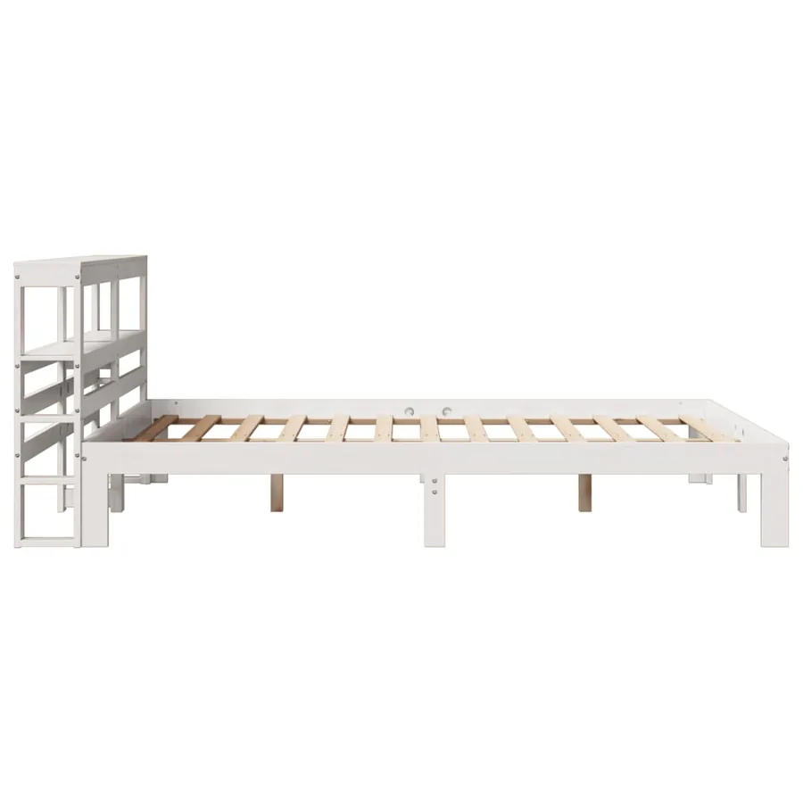 Cadre de lit et tête de lit sans matelas blanc 135x190 cm - 5