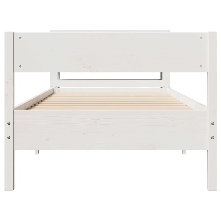 Cadre de lit sans matelas blanc 75x190 cm bois de pin massif - 4