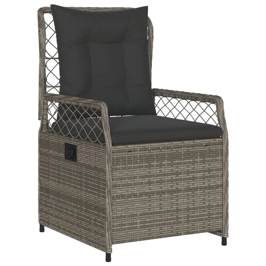 Ensemble à manger de jardin 5 pcs coussins gris résine tressée - 3