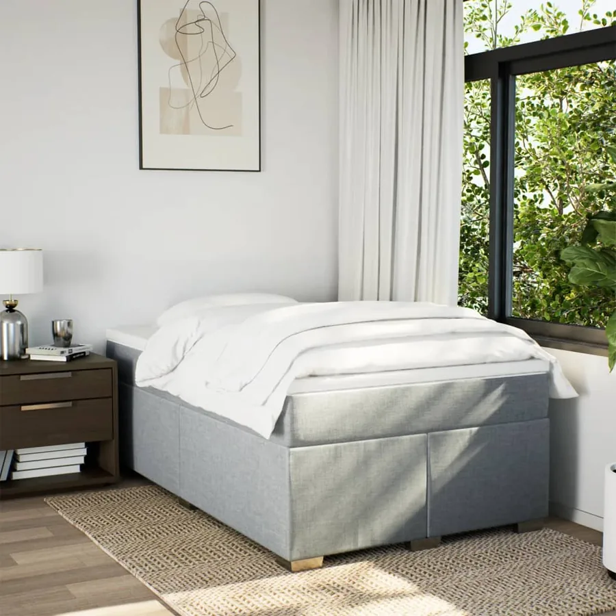 Sommier à lattes de lit avec matelas Gris clair 120x200cm Tissu - 3