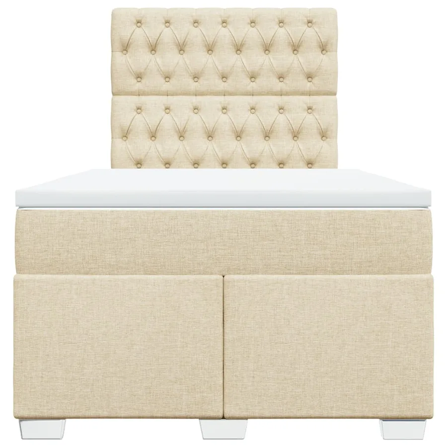 Sommier à lattes de lit avec matelas Crème 120x200 cm Tissu - 4