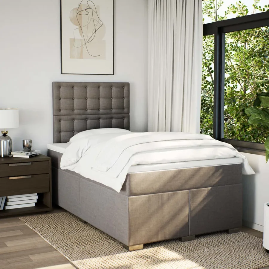 Sommier à lattes de lit avec matelas Taupe 120x200 cm Tissu - 3