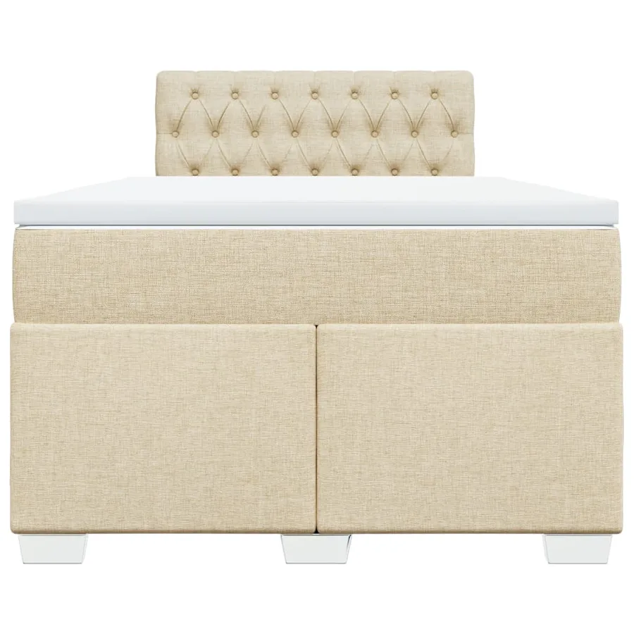 Sommier à lattes de lit avec matelas Crème 120x200 cm Tissu - 6