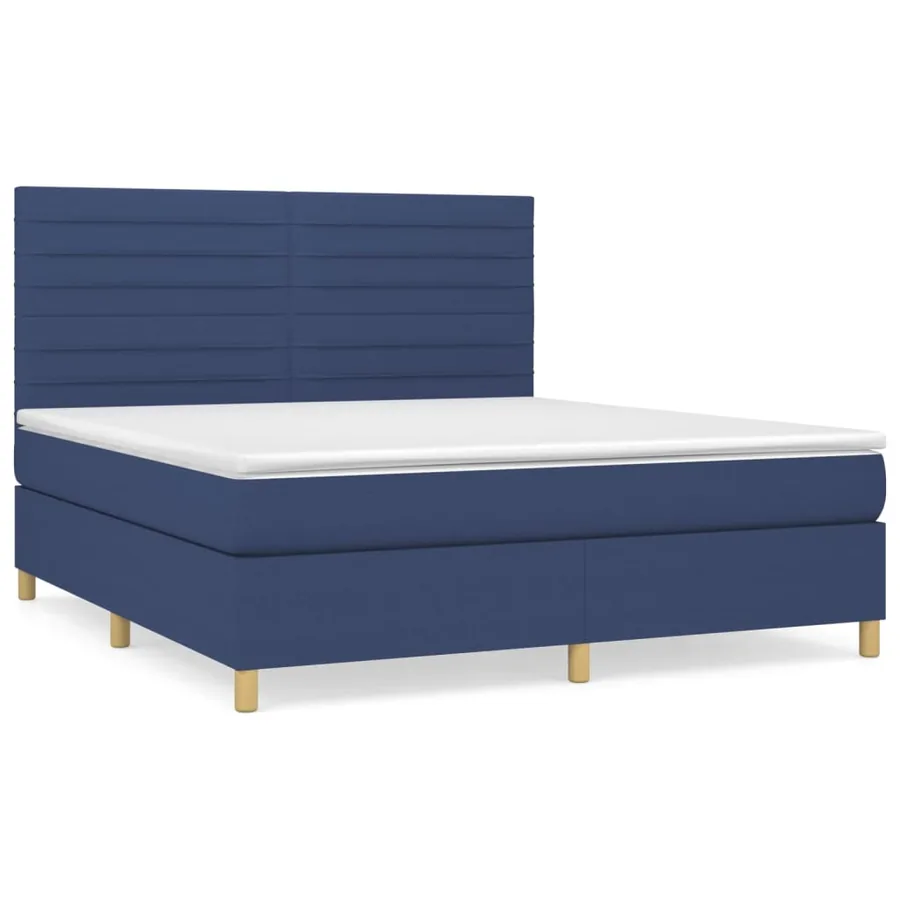Sommier à lattes de lit avec matelas Bleu 180x200 cm Tissu - 2
