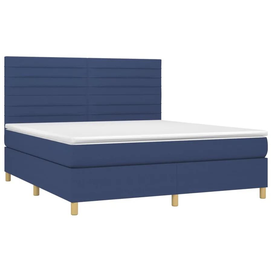 Sommier à lattes de lit avec matelas Bleu 180x200 cm Tissu - 3