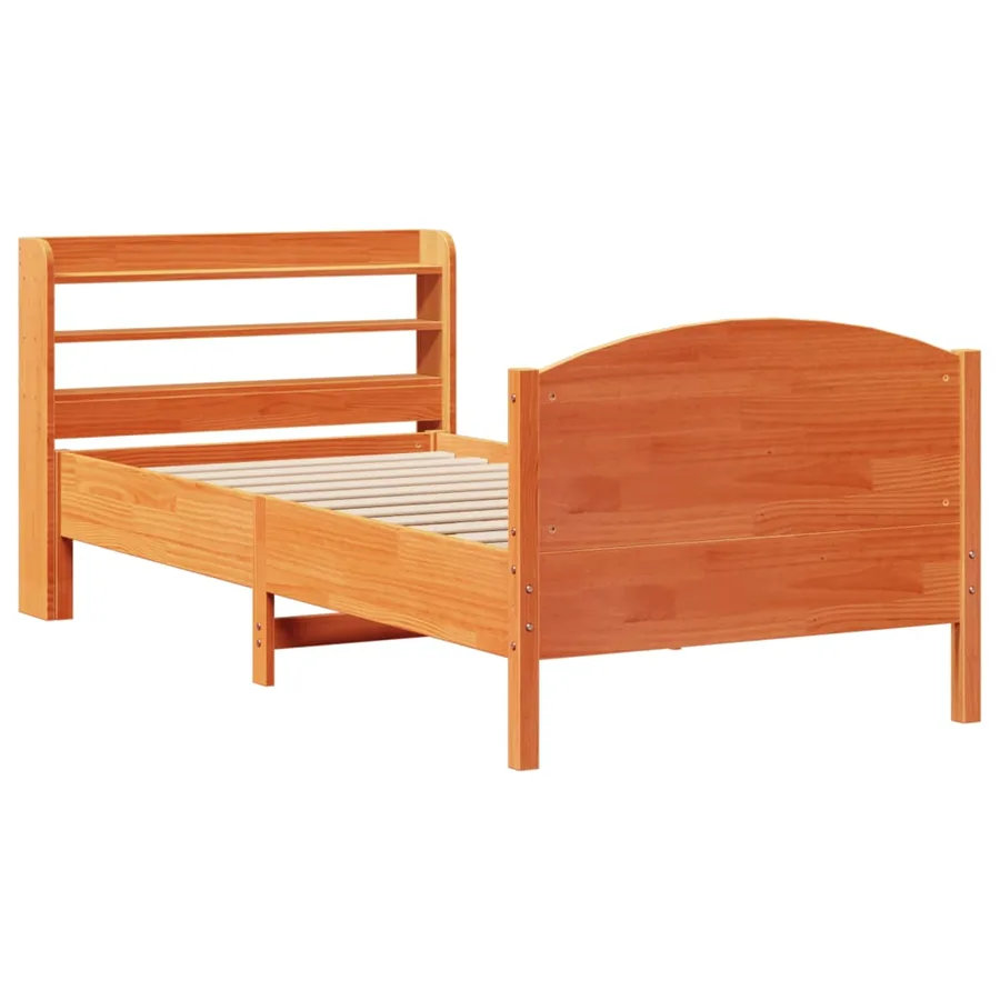 Cadre de lit sans matelas cire marron 100x200cm bois pin massif - 3