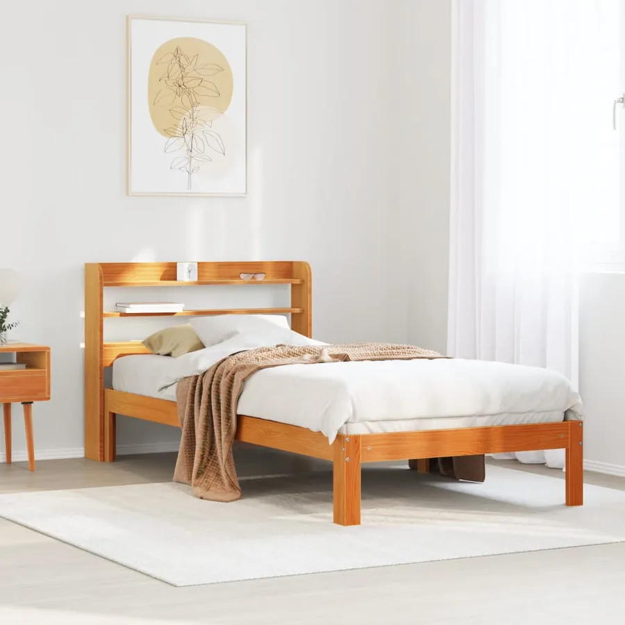 Cadre de lit sans matelas cire marron 100x200cm bois pin massif