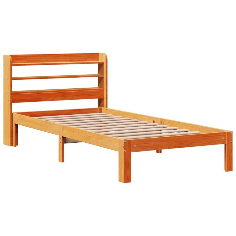 Cadre de lit sans matelas cire marron 100x200cm bois pin massif - 3