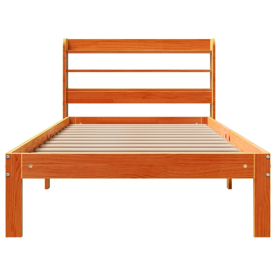 Cadre de lit sans matelas cire marron 100x200cm bois pin massif - 4