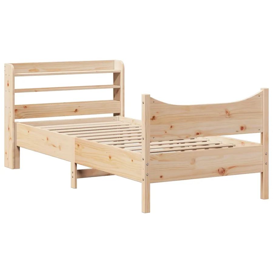 Cadre de lit avec tête de lit 75x190 cm bois de pin massif - 2