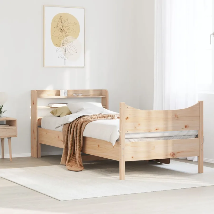 Cadre de lit avec tête de lit 75x190 cm bois de pin massif - 3