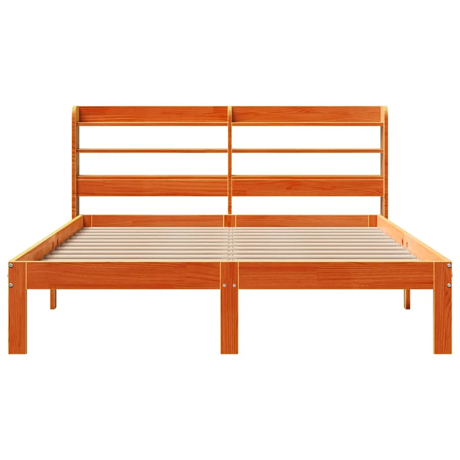 Cadre de lit sans matelas cire marron 140x200cm bois pin massif - 4