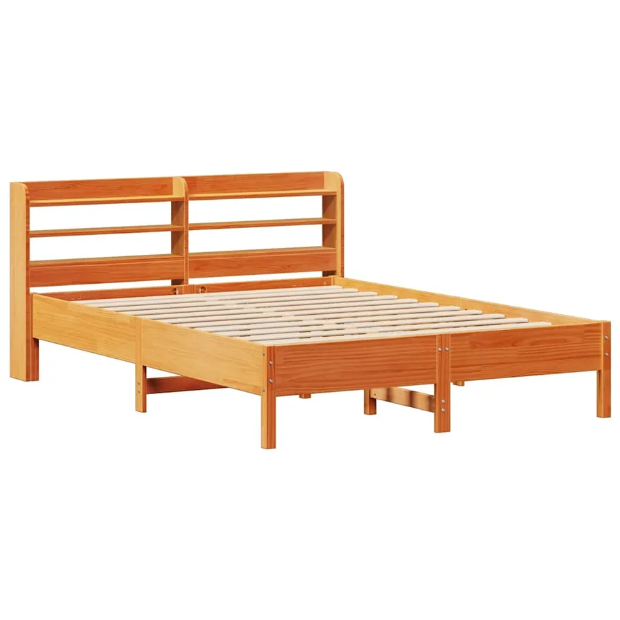 Cadre de lit sans matelas cire marron 140x200cm bois pin massif - 3