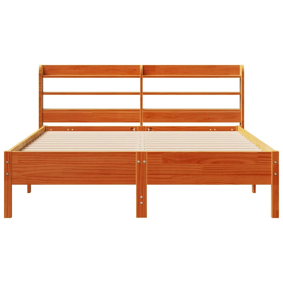 Cadre de lit sans matelas cire marron 140x200cm bois pin massif - 4