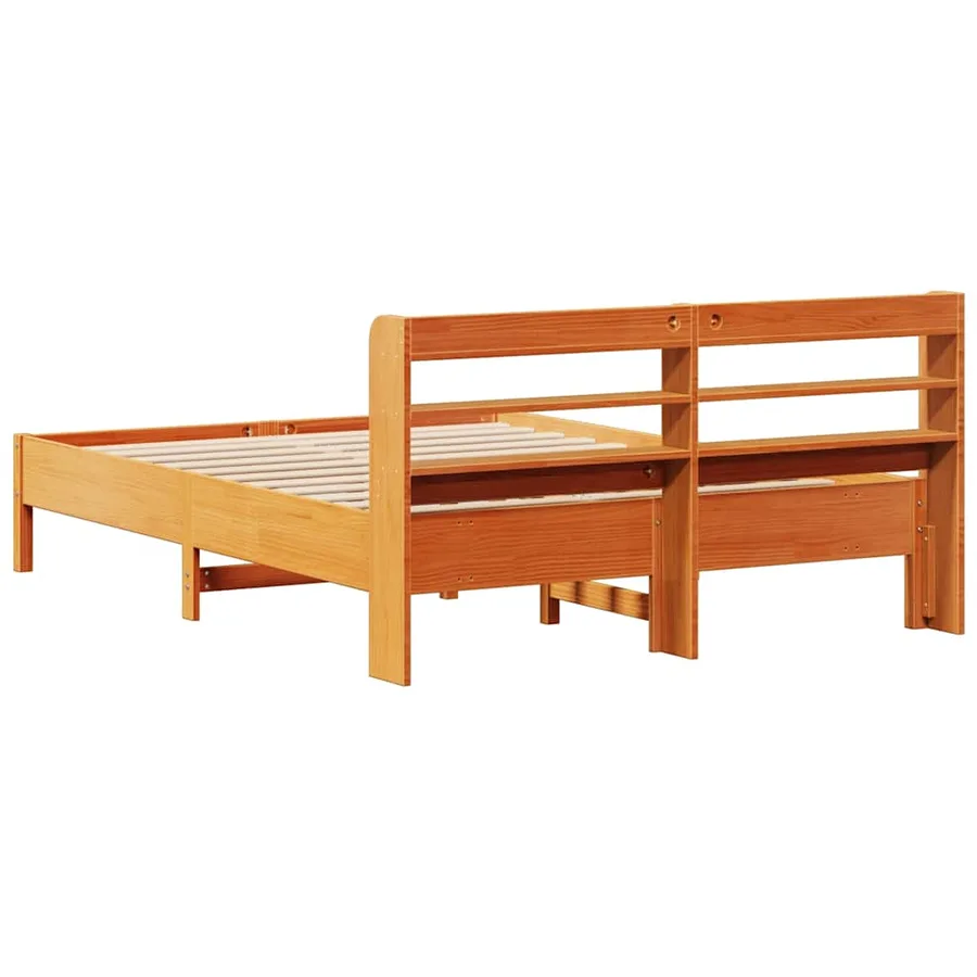 Cadre de lit sans matelas cire marron 140x200cm bois pin massif - 6