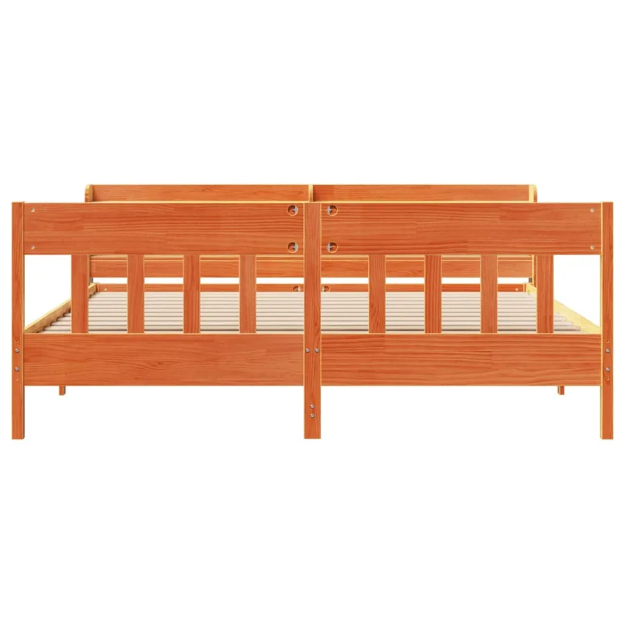 Cadre de lit sans matelas cire marron 200x200cm bois pin massif - 4
