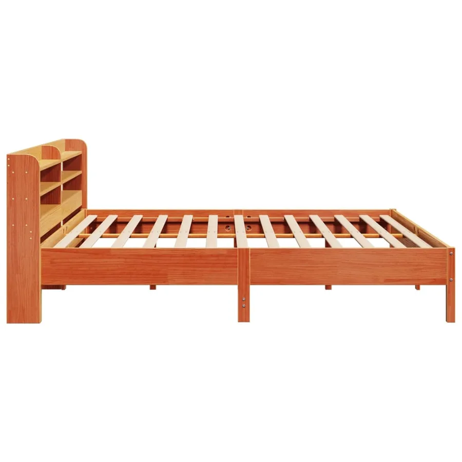 Cadre de lit sans matelas cire marron 200x200cm bois pin massif - 5