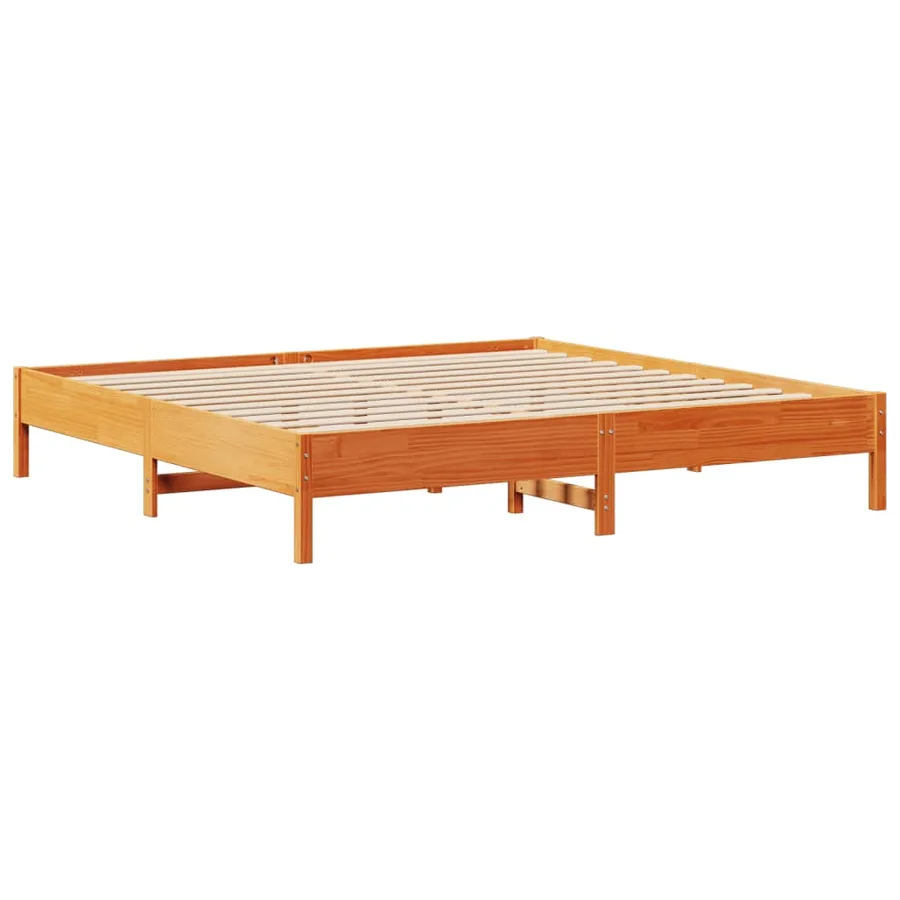 Cadre de lit sans matelas cire marron 200x200cm bois pin massif - 7