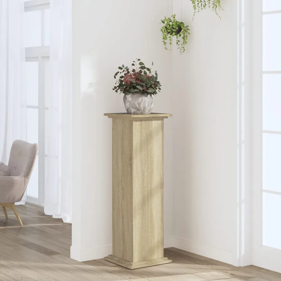 Support pour plantes chêne sonoma 33x33x100cm bois d'ingénierie