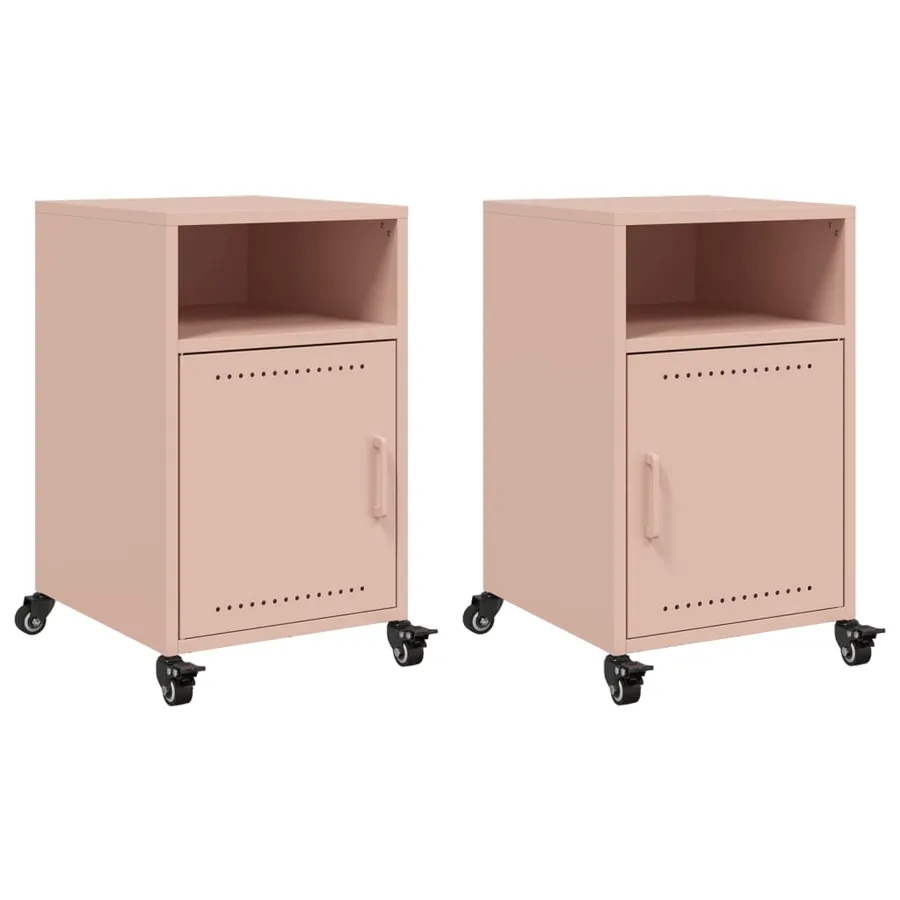 Tables de chevet 2 pcs rose 36x39x59 cm acier - 2