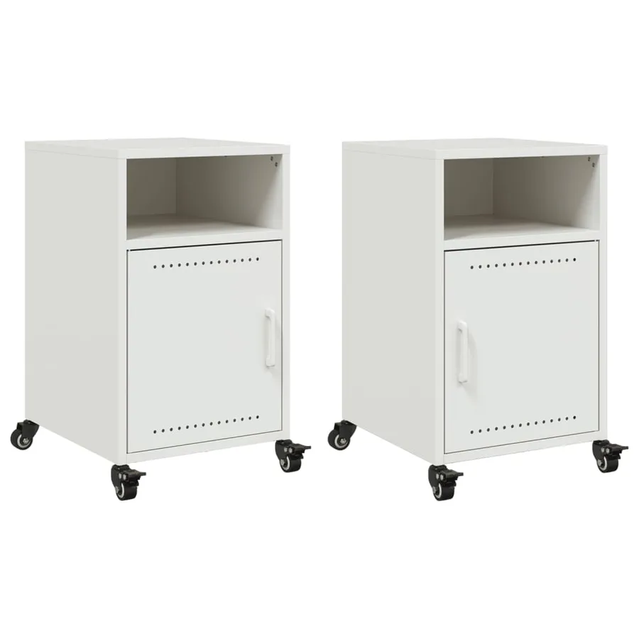 Tables de chevet 2 pcs blanc 36x39x59 cm acier - 2