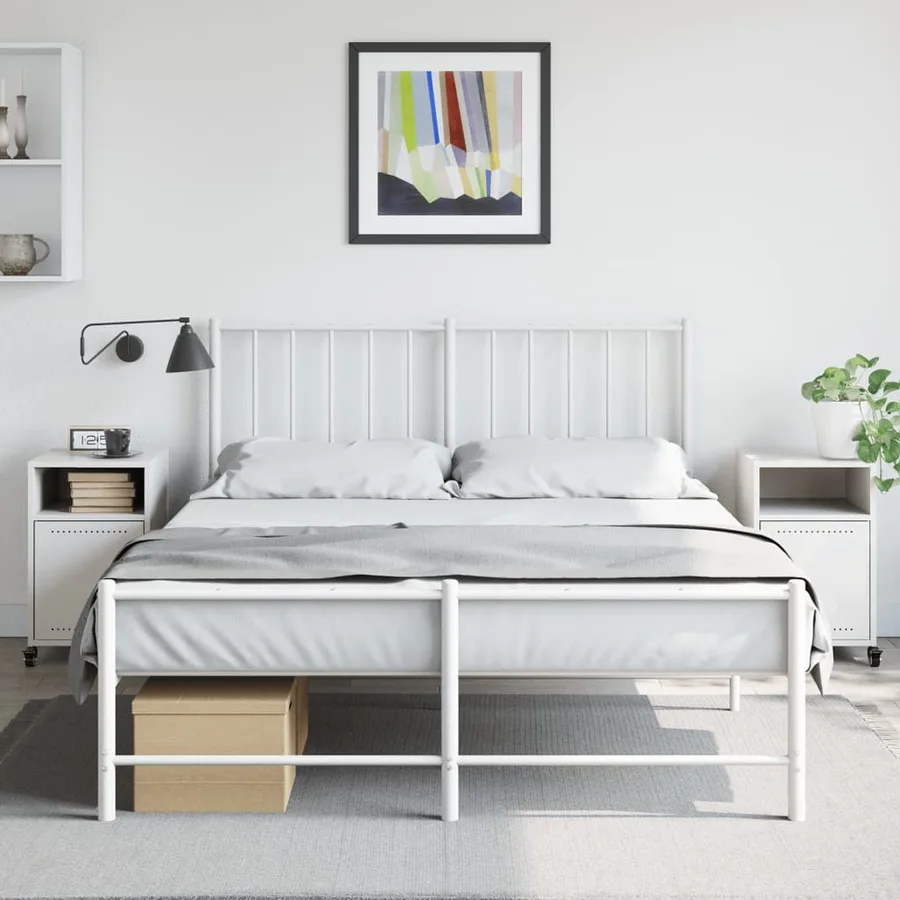Tables de chevet 2 pcs blanc 36x39x59 cm acier - 3