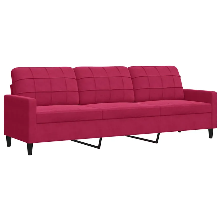 Canapé à 3 places Rouge bordeaux 210 cm Velours - 2
