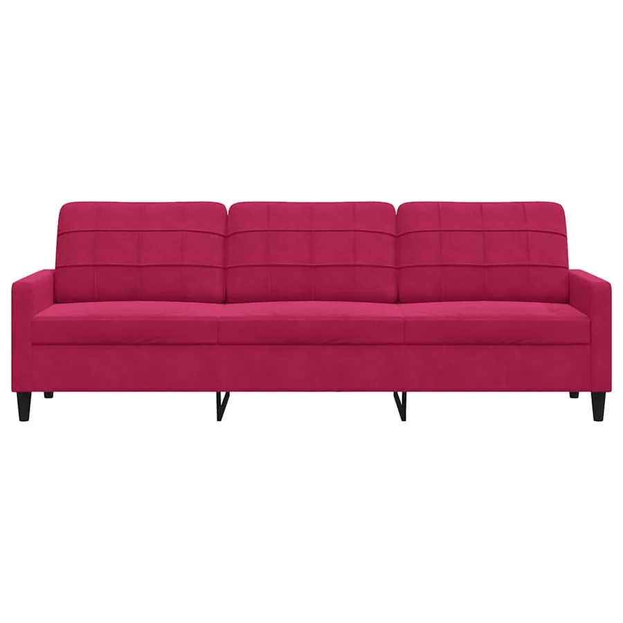 Canapé à 3 places Rouge bordeaux 210 cm Velours - 4