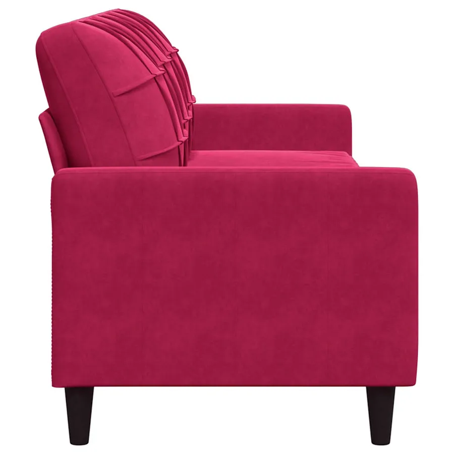 Canapé à 3 places Rouge bordeaux 210 cm Velours - 5