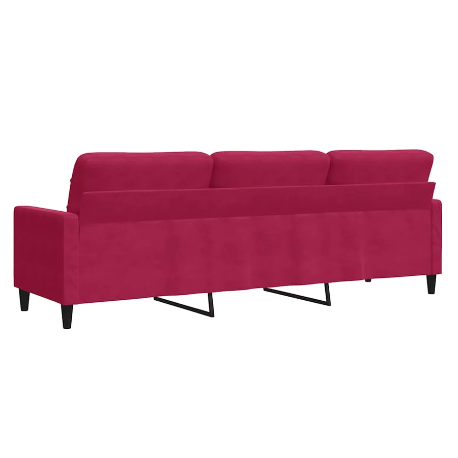 Canapé à 3 places Rouge bordeaux 210 cm Velours - 6