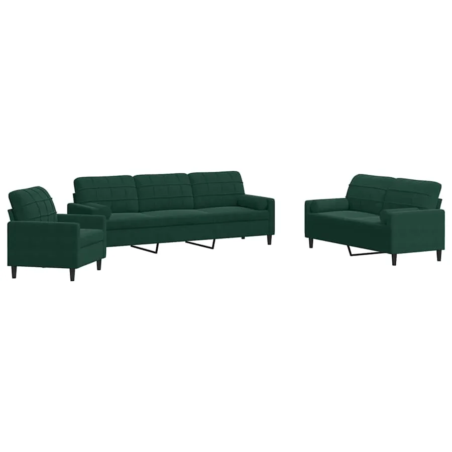 Ensemble de canapés 3 pcs avec coussins et traversins velours - 2
