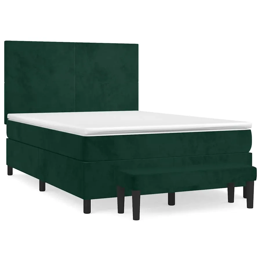 Sommier à lattes de lit et matelas Vert foncé 140x200cm Velours - 2
