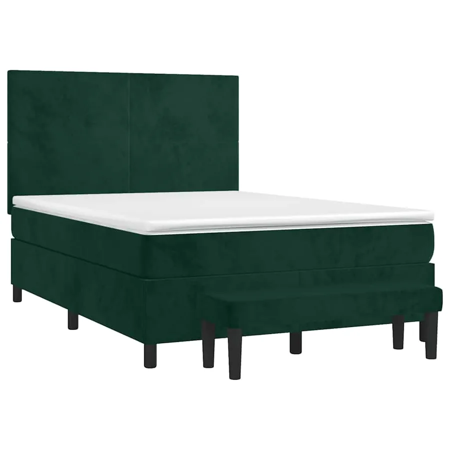 Sommier à lattes de lit et matelas Vert foncé 140x200cm Velours - 3
