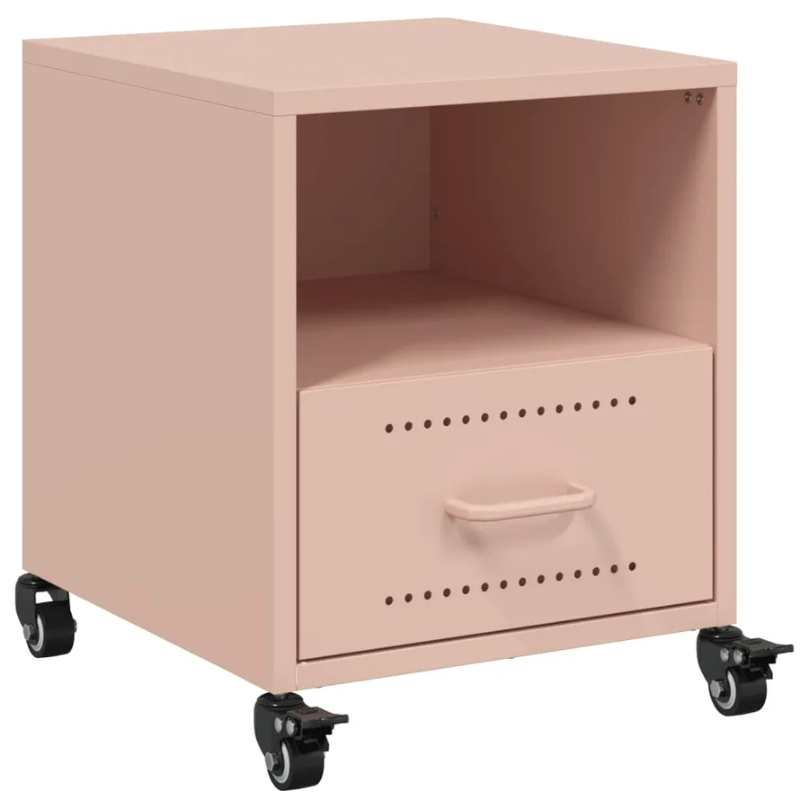 Table de chevet rose 36x39x43,5 cm acier - 2