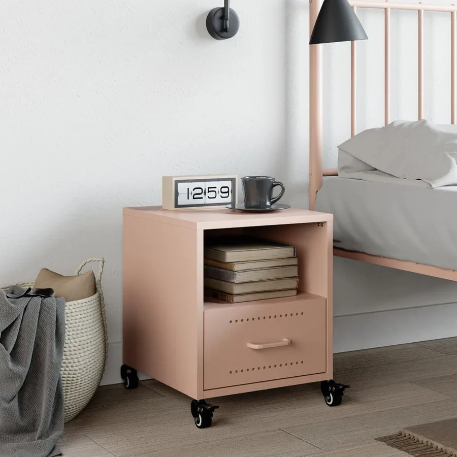 Table de chevet rose 36x39x43,5 cm acier - 3