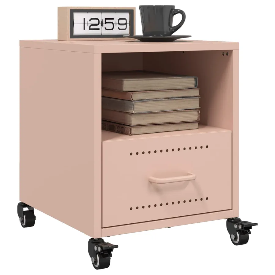 Table de chevet rose 36x39x43,5 cm acier - 5
