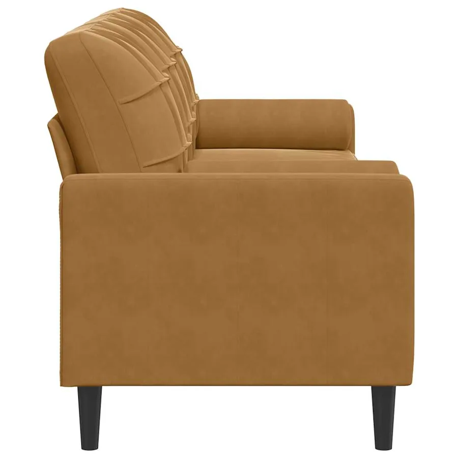 Canapé 3 places avec oreillers décoratifs marron 210 cm velours - 4
