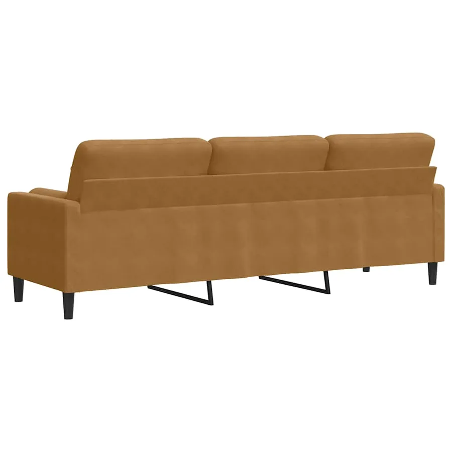 Canapé 3 places avec oreillers décoratifs marron 210 cm velours - 5