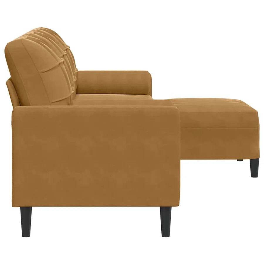 Canapé à 3 places avec repose-pieds Marron 210 cm Velours - 4