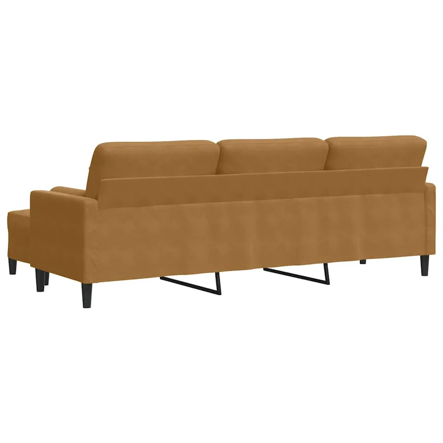 Canapé à 3 places avec repose-pieds Marron 210 cm Velours - 5