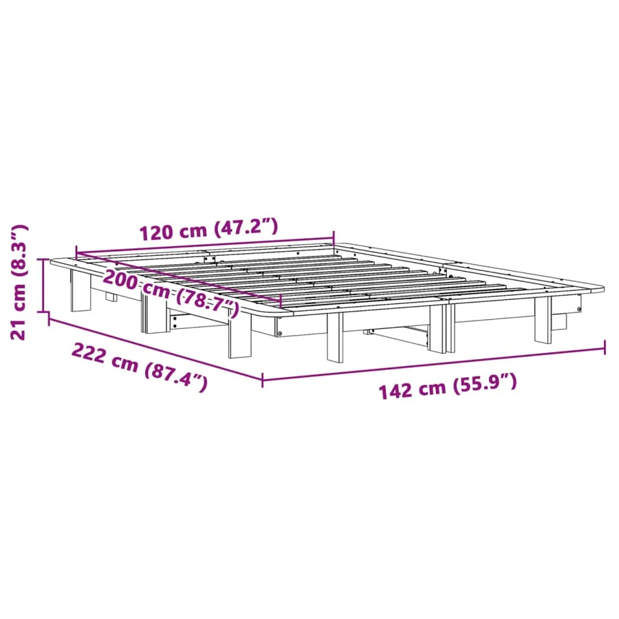 Cadre de lit sans matelas 120x200 cm bois de pin massif - 9