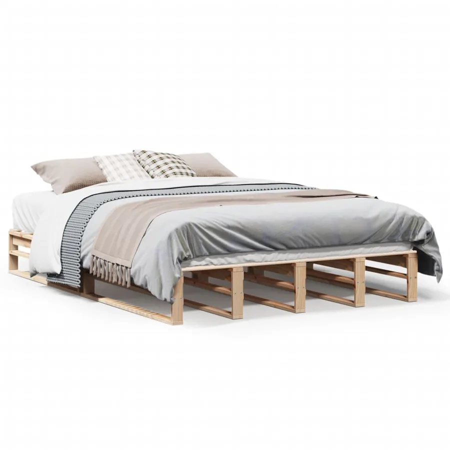 Cadre de lit sans matelas 140x200 cm bois massif de pin - 2