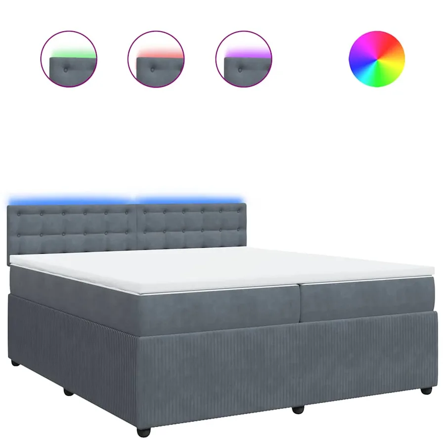 Sommier à lattes de lit et matelas Gris foncé 200x200cm Velours - 2